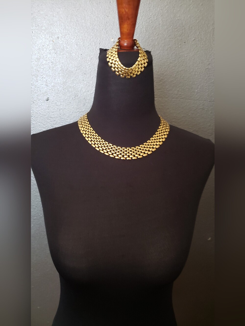 Gold-Tone Layered Link Choker Necklace & Bracelet Set
